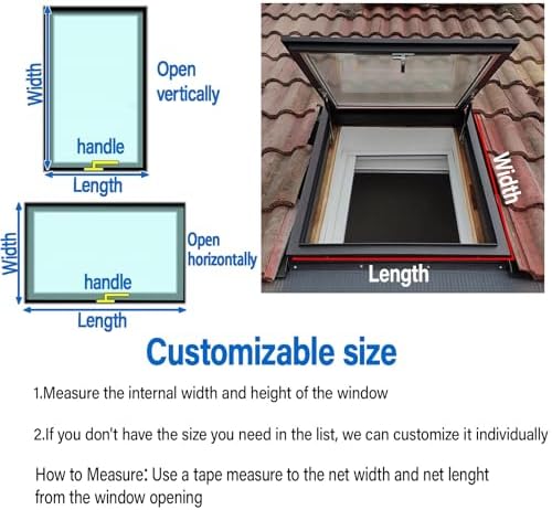 Large Tempered Glass Roof Window Skylight, 23.6"x23.6", Aluminum Alloy Frame, Manual Ventilation, Ideal for Attics and Sun Rooms, Sloped Flat Roof Design