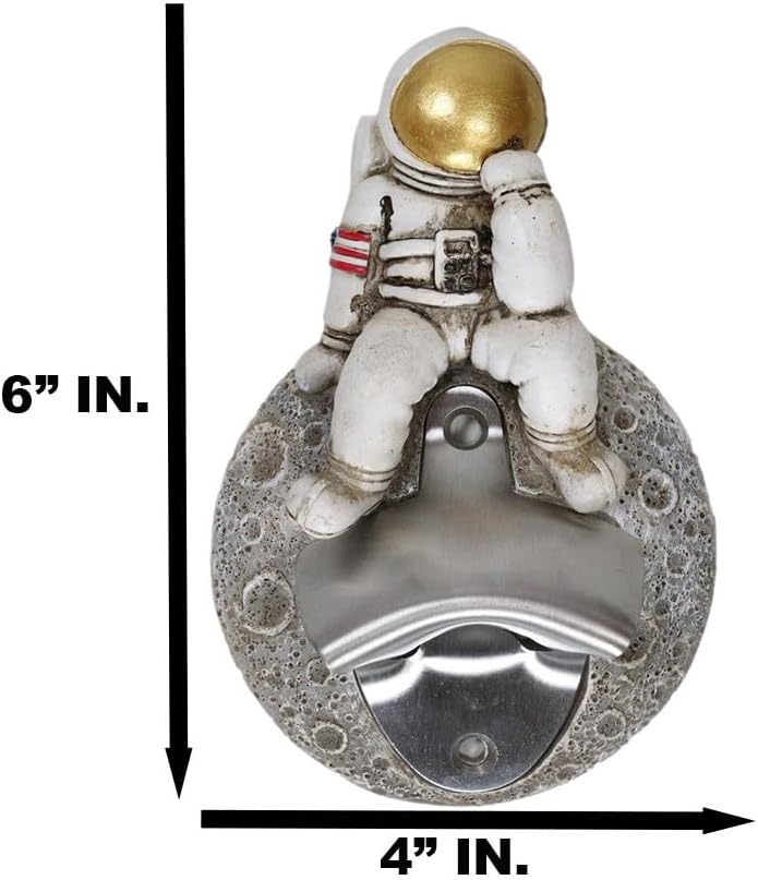 Miniatura 2 de Ebros Gift Astronauta patriótico estadounidense en el espacio traje planetario exploración aterrizaje en la pared de la luna cerveza tapa