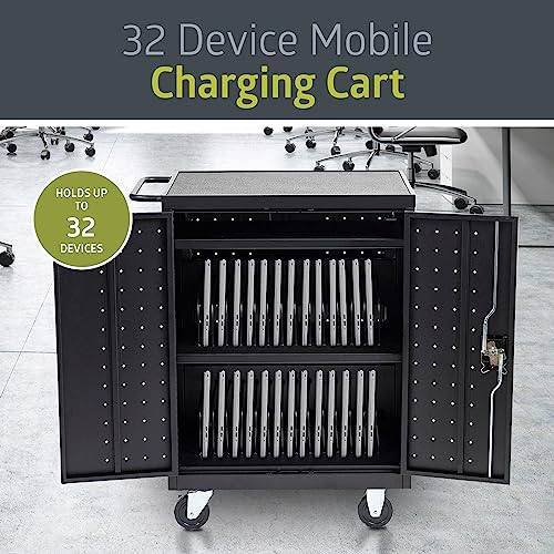 Pearington 32 Device Mobile Charging And Storage Cart For Ipads, Chromebooks And Laptop Computers, Up To 13-Inch Screen Size, Surge Protection, Front & Back Access Locking Cabinet #TOP1