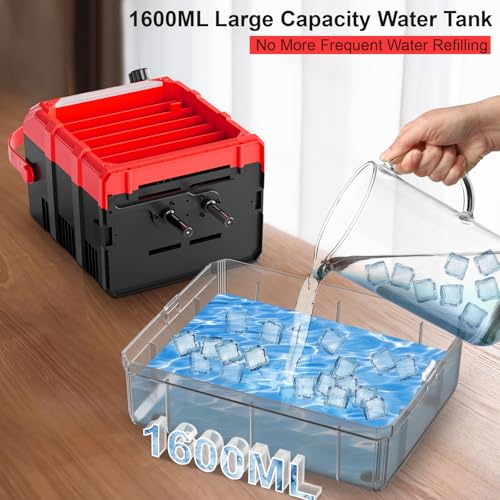 Image of Portable Misting Fan Compatible For Milwaukee 18V Battery(NO Battery | Water Misting Fan With TYPE C Cable, 1.6L Water Tank, 8H Timer, Variable Wind Speed, LED Light For Jobsite Patio Outdoor