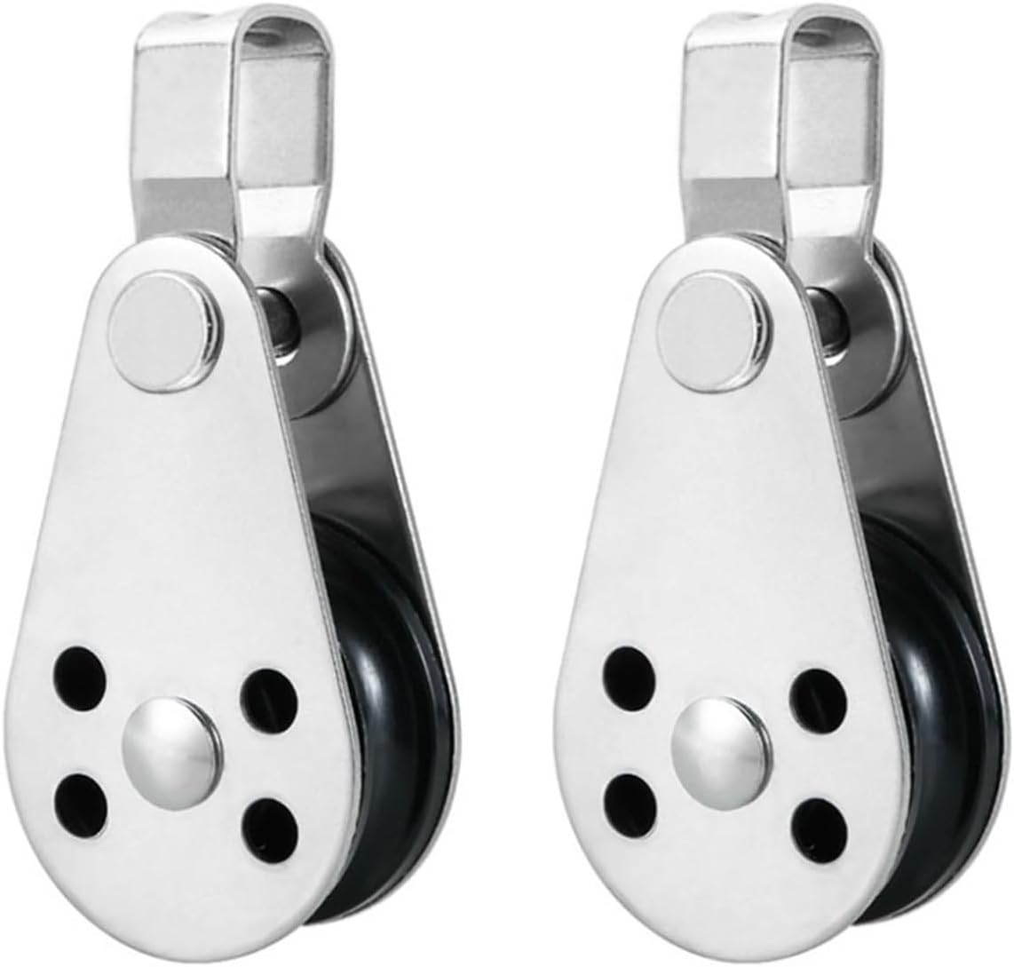 2PCS SS316 Pulley Blocks Rope Runner Kayaks Boat Accessories Canoe Anchor Trolley Kit for 2mm to 8mm Rope