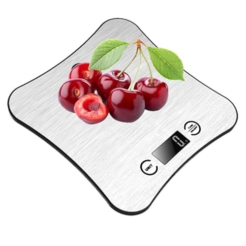 jiande Balanzas de pesaje de Cocina Digital, Escalas de cocción Acero Inoxidable Premium Steel Plataforma más Grande Puede Colgar en la Pared Plata Precision Kitchen gram Scale
