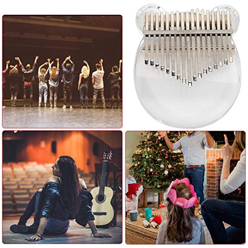 Piano de polegar de 17 teclas, piano de polegar de acrílico transparente de 17 tons, nota de dedo pa