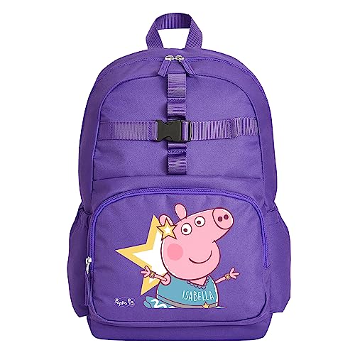 Let's Make Memories Kids Backpack for School - Personalized - Peppa Pig Bookbag with Optional Lunch Box - Purple - Dance