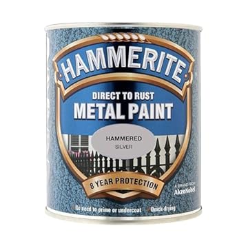 Hammerite 5092957 Direct to Rust Metal Paint - Hammered Silver Finish 750ML