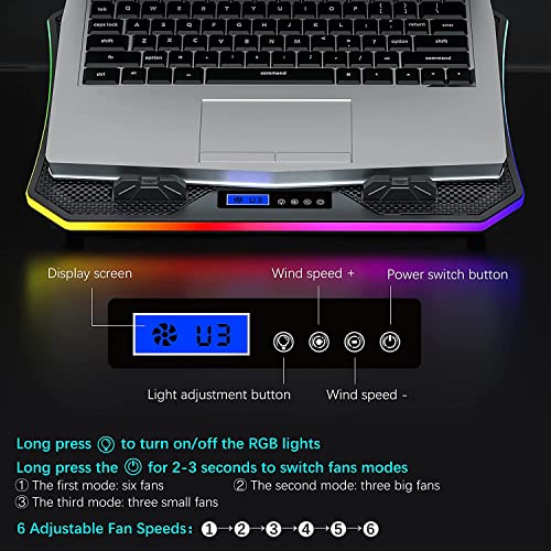 Image of Techie 2 Fan Laptop Cooling Pad with Mobile Stand for Upto 15.6 Inch Laptops with 5 Adjustable Levels. (6 Fan RGB)