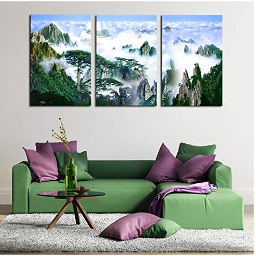 Toile montagnes et nuages paysage HD idéal pour la décoration de votre salon moderne