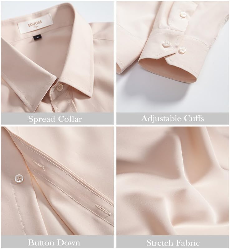 Dress Shirts for Men Stretch Slim Fit Long Sleeve Mens Dress Shirts Casual Business Muscle Fit Button Down Shirts - Image 5