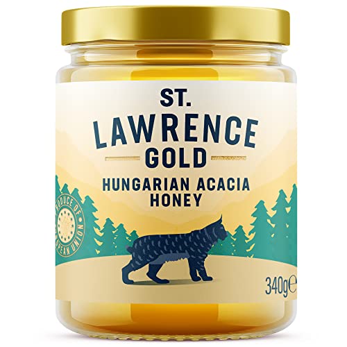 St Lawrence Gold Hungarian Acacia Honey 340g – Light and Delicate, Pure and Natural Honey – Delicious Light, Mild Flavour – Raw Honey Natural Sweetener