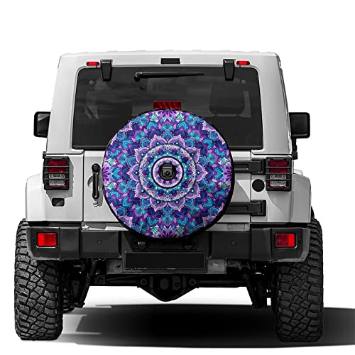 Image of Bohemian Style Mandala Print Spare Tire Cover with Backup Camera Hole Wheel Tire Cover Fit Trailer, RV, SUV and Many Vehicle 12inch
