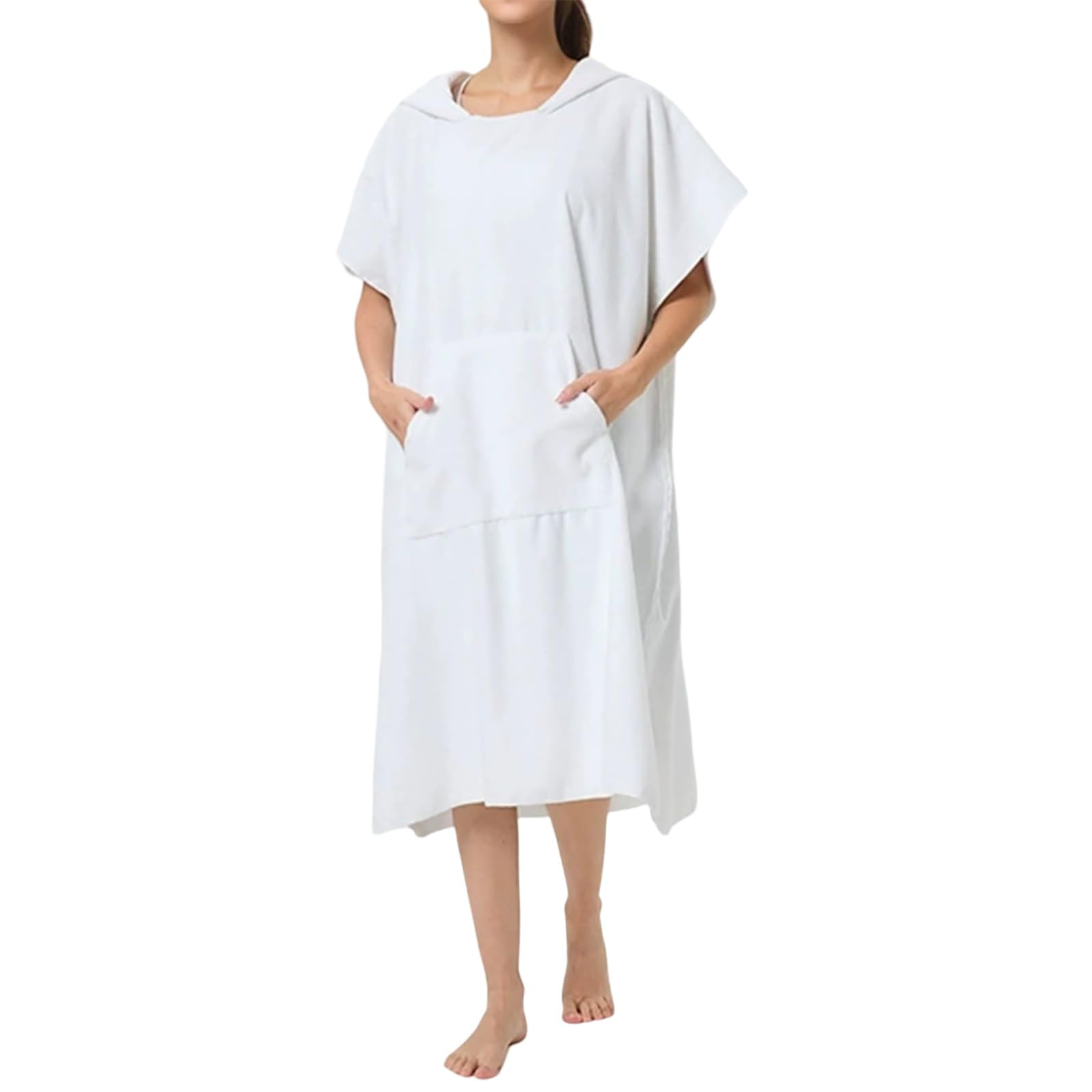 Genérico Albornoz Ducha Mujer Algodon Bathrobe Invierno s Grandes con Robe Calentita Roupao Tallas Capucha De Baño Rizo Algodón