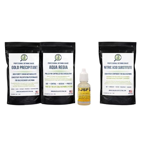 Gemtone Aqua Regia Gold Refining Supply Kit | Professional Grade Powders + Stannous Chloride | Resealable Mylar Bags with Instructions for Beginners