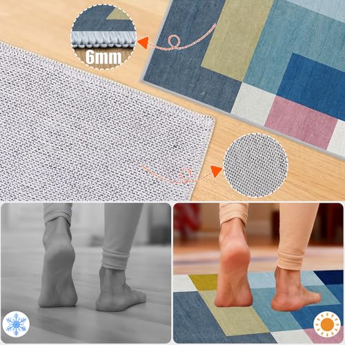 Carpette pour salon moderne bleu et géométrique idéal pour une chambre - 7