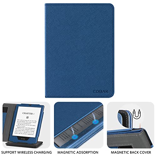 Image of CoBak Case for Ereader - Durable PU Leather Cover with Auto Sleep Wake, Card Slot, Hand Strap Feature - Fits Kindle Paperwhite 11th Generation 6.8 inch Signature Edition 2021 Released,Blue
