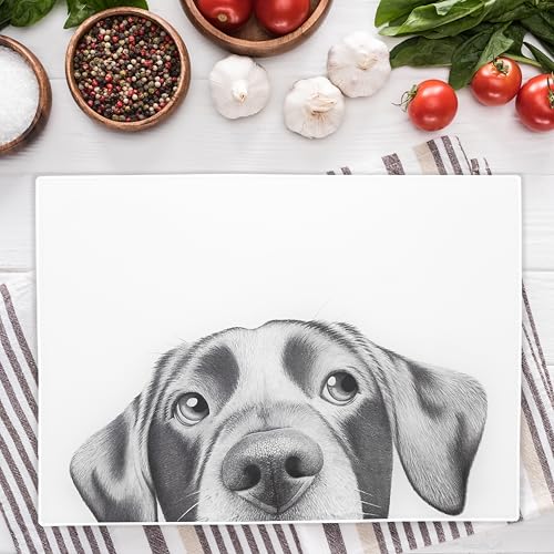 Tabla de Cortar de Vidrio Templado con Diseño de Perro, 34,9 cm x 24,8 cm, para Preparación de Alimentos, Ideal como Decoración de Cocina miniatura 2