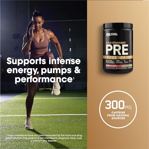 Image of Optimum Nutrition Gold Standard Pre Workout Advanced, with Creatine, Beta-Alanine, Micronized L-Citrulline and Caffeine for Energy, Keto Friendly, Raspberry Lime Mojito, 20 Servings