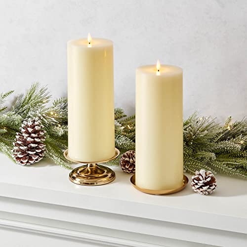 Large Flameless Candles With Remote - 4X10, Set Of 2, Batteries Included, Ivory Wax, Realistic Flickering Flame With Wick, Automatic Timer, Tall Pillar Candles For Winter Home Decor #TOP3