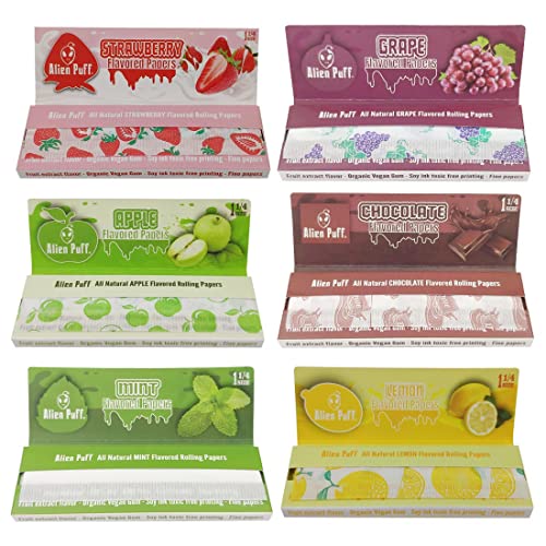Alien Puff Mixed Flavour Rolling Papers, 1 1/4Size, 78X44Mm #TOP6