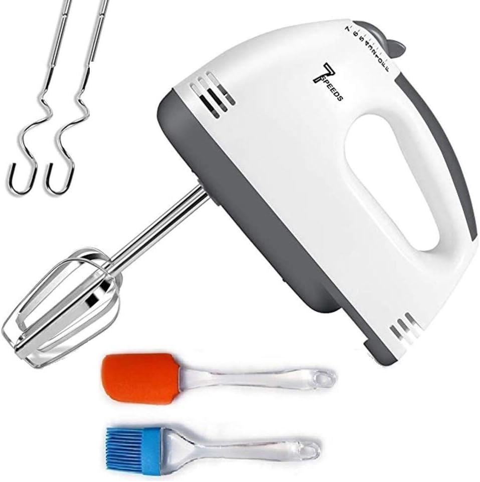 JIG'sMART Scarlett Beater for Cake Baking Electric Hand Mixer High Speeds Roasting Cream 7 Speed Mixer Kitchen Baking Tools with Free Spatula and Oil Brush Set