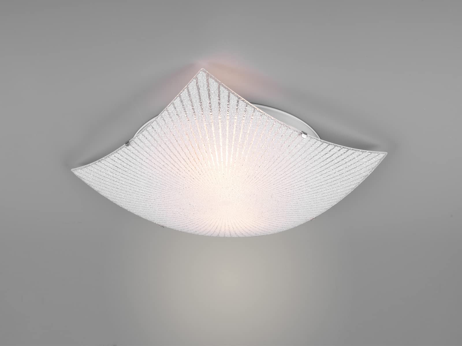 Plafoniera piatta con paralume in vetro bianco satinato, 40 x 40 cm