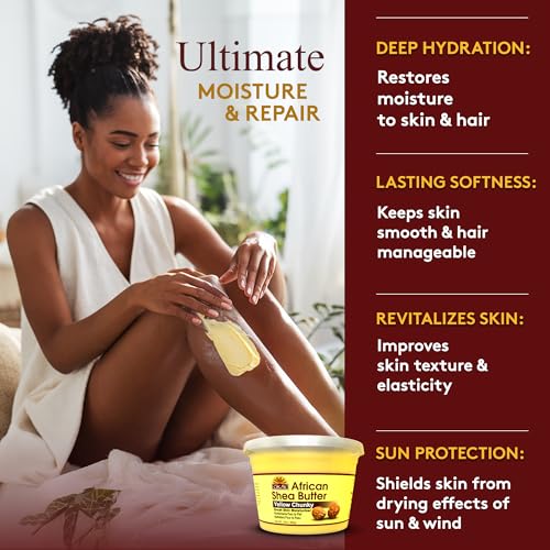 OKAY Raw African Shea Butter Yellow 10 oz – 100% Pure Unrefined Moisturizer for Face, Body & Hair – Deep Hydration for Dry Skin, Stretch Marks, Scalp Care & Hair Shine