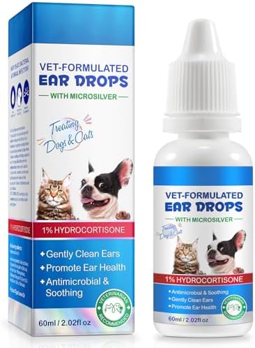 Ear Infection Treatment Drops for Dogs and Cats,with 1% Hydrocort...