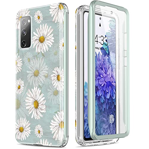 Esdot Samsung Galaxy S20 Fe Case With Built-In Screen Protector,Military Grade Rugged Cover With Fashionable Designs For Women Girls,Protective Phone Case For Galaxy S20 Fe 6.5" Nice Daisy #TOP4