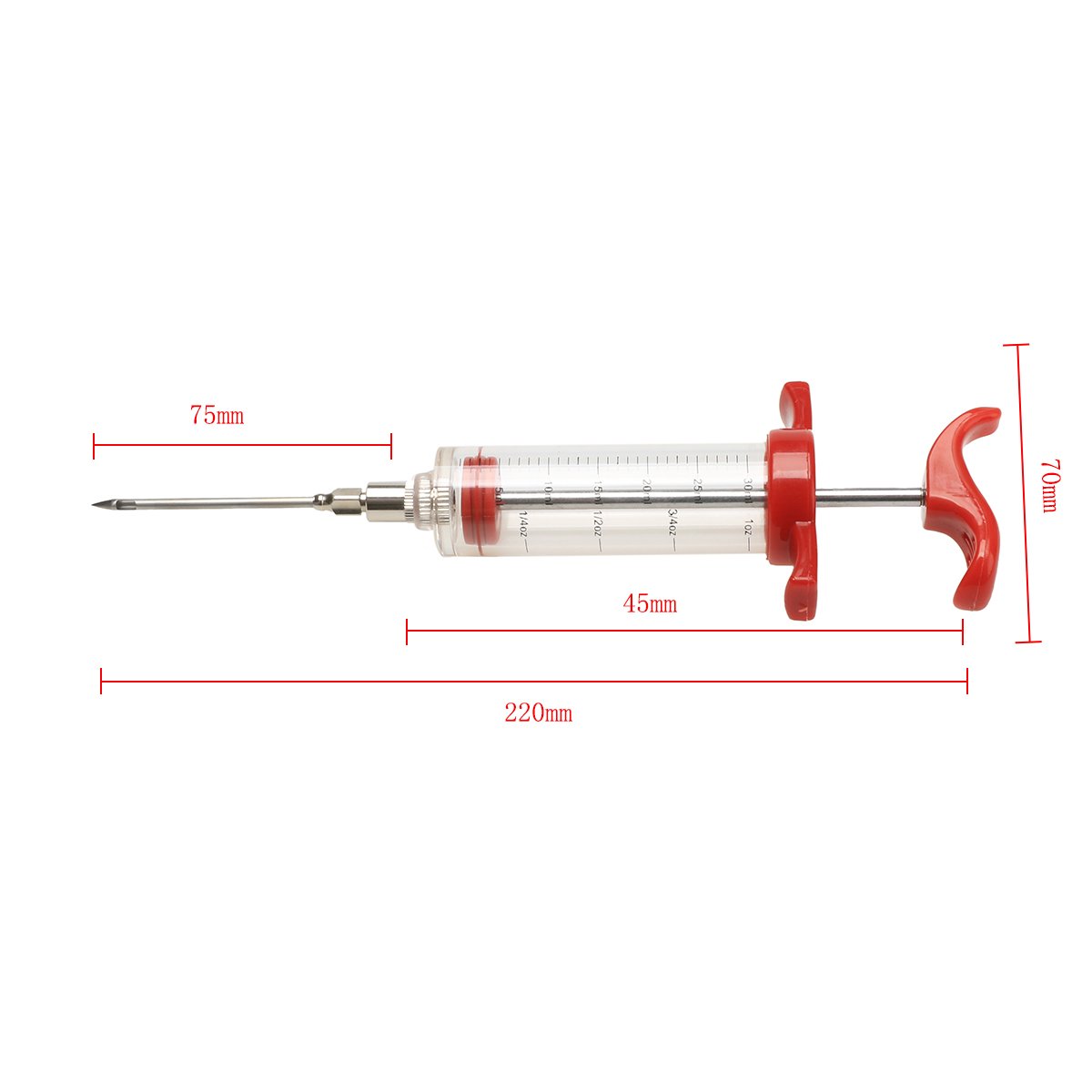Andux ZSQ-002 Seringue professionnelle pour marinade injecteur de marinade seringue pour arrostes et marinées, injecteur de sauce 09-ZSQ-002 (rouge