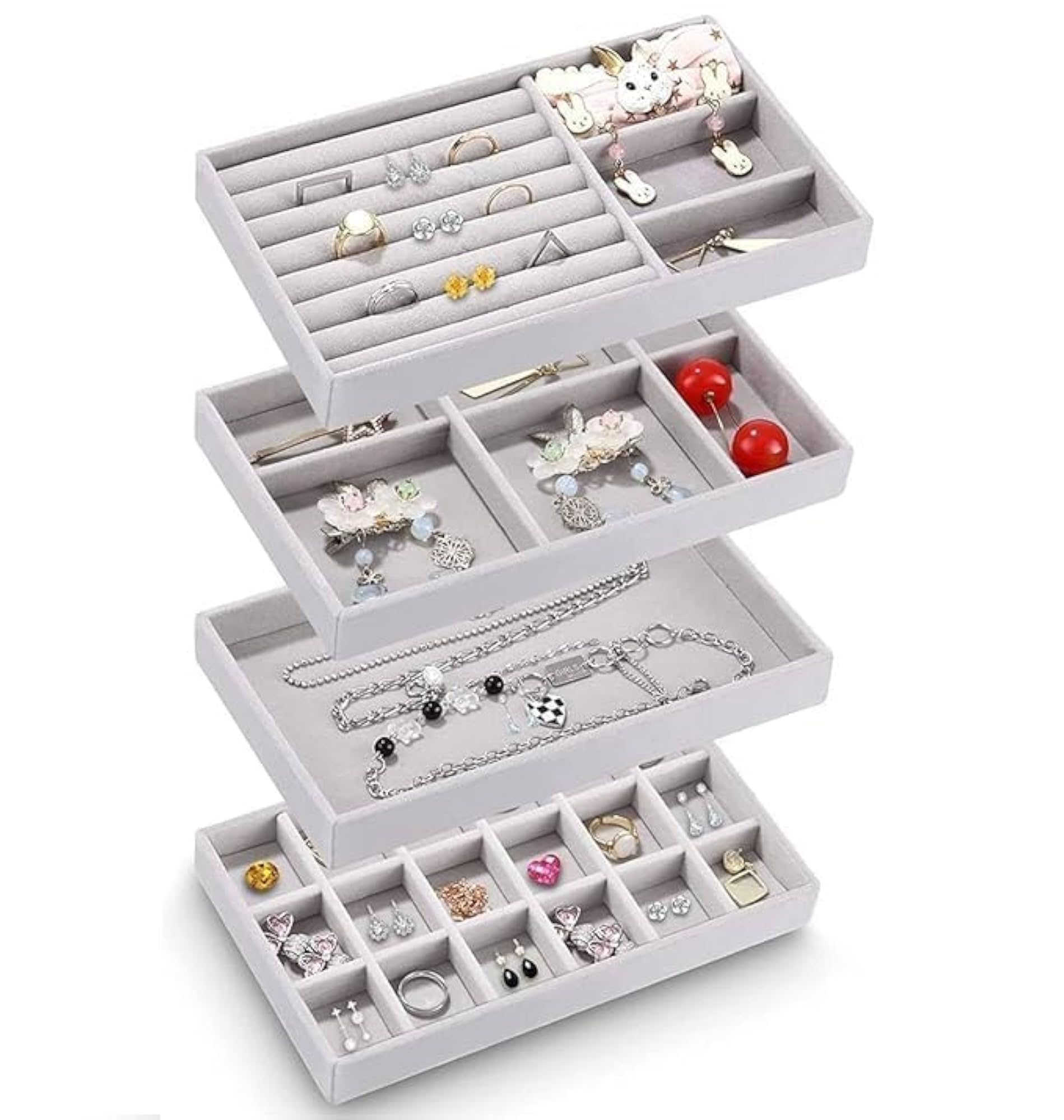 8Pcs Velvet Jewellery Organizer for Drawer