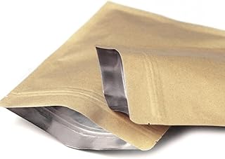 PABCK 5.5mil Thickness Inner Mylar Foil Kraft Paper Resealable Bags Heat Seal Airtight Pouch for Food Self Selling Storage Supplies (50, 3.1x4.3 inch)