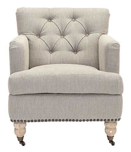 Safavieh Hudson Collection Mario Light Grey And Brass Nailheads Club Chair #TOP1