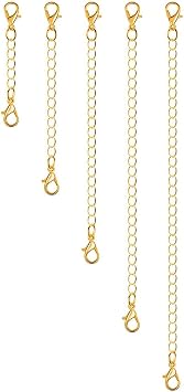 Chain Extenders for Necklaces 5pcs Gold Jewelry Extenders for Necklaces Chain Extenders for Necklace Bracelet and Anklet Golden