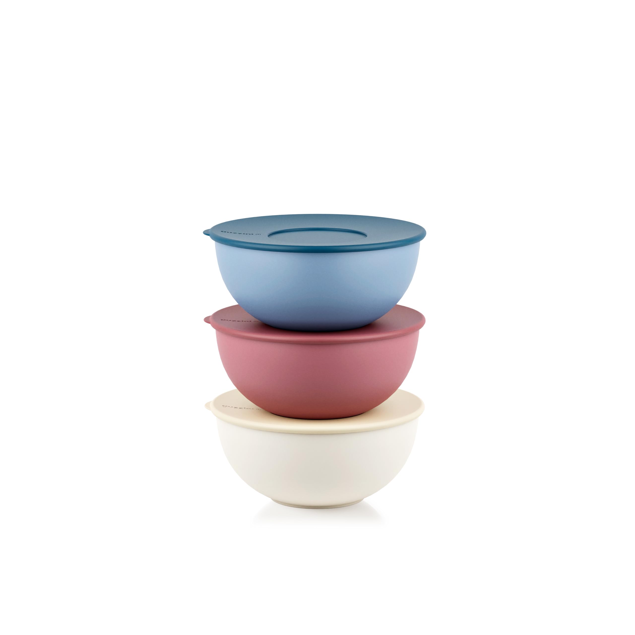 Guzzini - Set di 3 contenitori per insalatiere con coperchi Ø16 cm, in Plastica Bio-​Based - Multicolour, 16,​6x16,​6xh20,​7-​900cc - 29268752