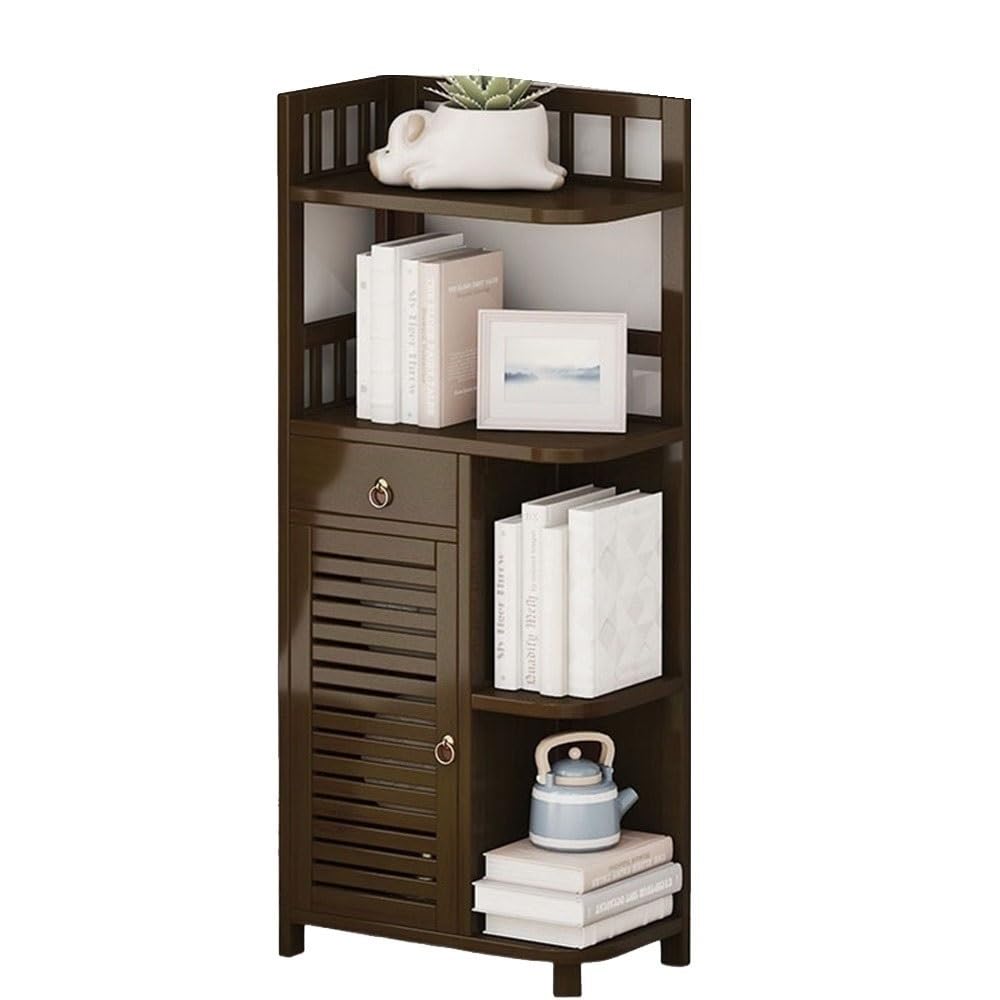 Lizhuzhuzs28 Bookcase Shelf Corner Cabinet, Bedroom, Floor to Ceiling Living Room Side, Storage, Bookshelf Bookshelf Display(Bruin,Small)