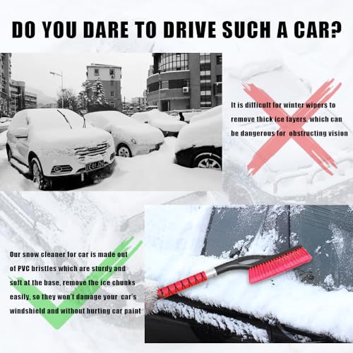 WINUERK Snow Brush, Ice Scrapers for Car Windshield, 27\" Car Scraper Snow Brush Detachable Snow Removal Tool with Ergonomic Foam Grip Suitable for Car, Trucks, SUVs, Winter Car Accessories