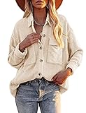 Womens Shacket Solid Color Long Oversized Button Down Shirt Top Fall Outwear Apricot