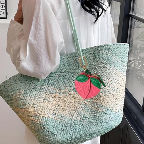 Image of 2.29 x 2.16 Inch Peach Fruit Bag Charm Cute Mini Coin Purse Keychain,Mini Leather Coin Pouch Change Purse for Backpack Decoration,Coin Peach Wallet Gifts for Girl Women