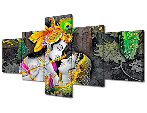 Décoration murale salon dieu hindou Ganesha noir et blanc grand format 5 pièces