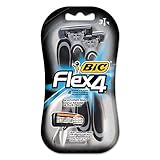 BIC S4FMP31 Flex 4 Disposable Men's 4 Blade Razor, Gray/Black 3 Razors/Pack