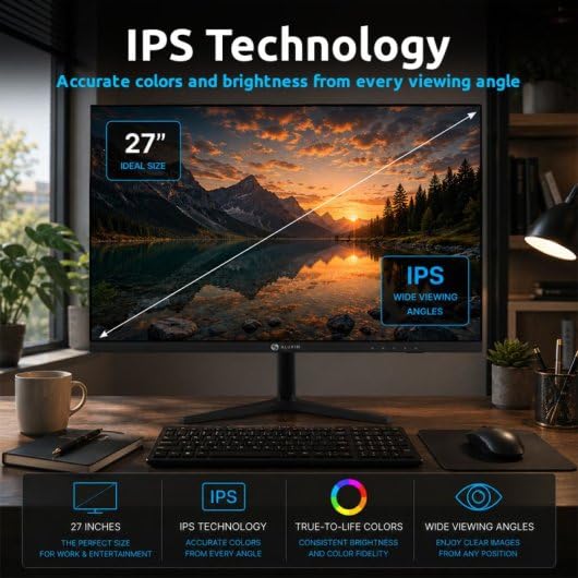 Alurin Monitor 27 Pulgadas 4K UHD CoreVision, AMD FreeSync, Eye Care, Low Blue Light, 60Hz, HDMI 2.0, DisplayPort 1.4, VESA 75x75, Monitor para Oficina, Diseño, Edición y Multimedia