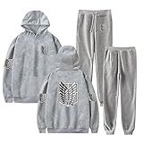LKY STAR Attack On Titan Trainingsanzug Set Hoodie und Jogginghose 2-teiliges Zweiteiliges Sweatshirt für Männer Frauen Teenager XXS-4XL
