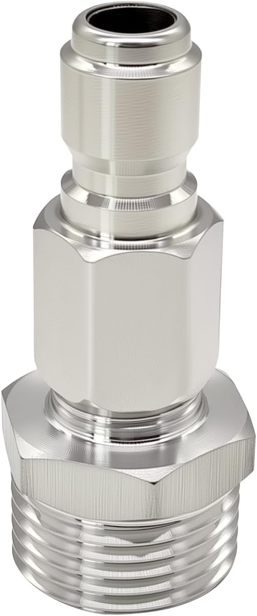 Beduan Stainless Steel 3/4 Garden Hose Male Threaded to 3/8 Pressure Washer Adapter Convert Hose to Power Washer Quick Connector Plug Coupler(3/8 QC)
