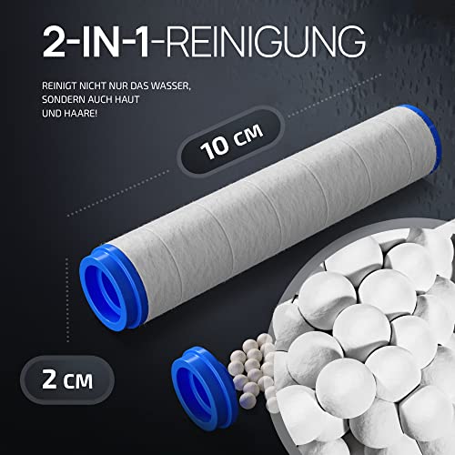 POWERLAP® Duschkopf Ersatz-Filter | 2 in 1 PP-Baumwoll-Filter für gereinigtes & weicheres Wasser | POWERWASH Funktion für eine gesunde Kalk & Chlor freie Wasser-spar Dusche