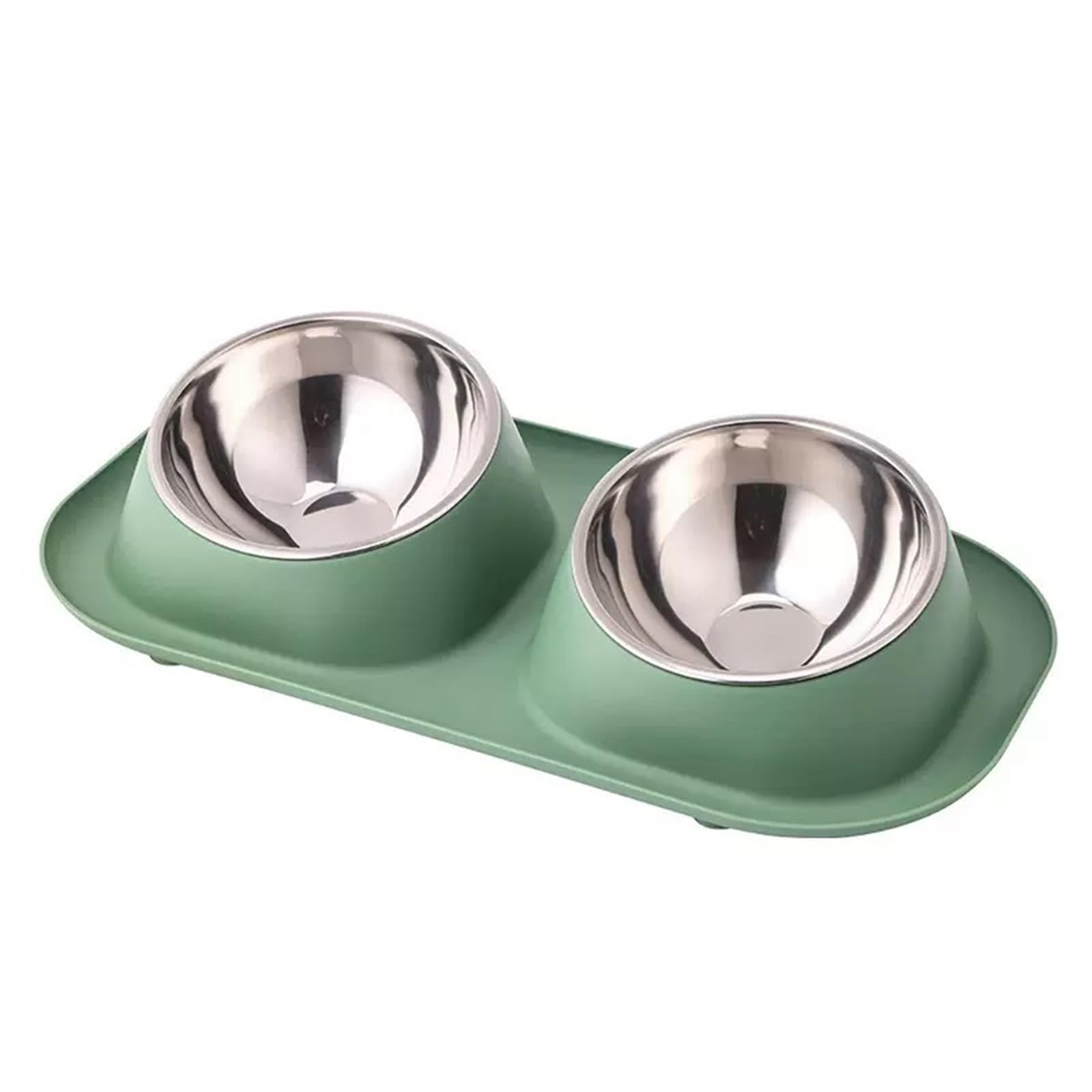 GRPET Double Cat Bowls and Feeding Bowls, Raised Bowl Made of Stainless Steel, Tilted, Feeding Bowl and Feeding Bowls, Feeding Bowls for Dogs and Cats