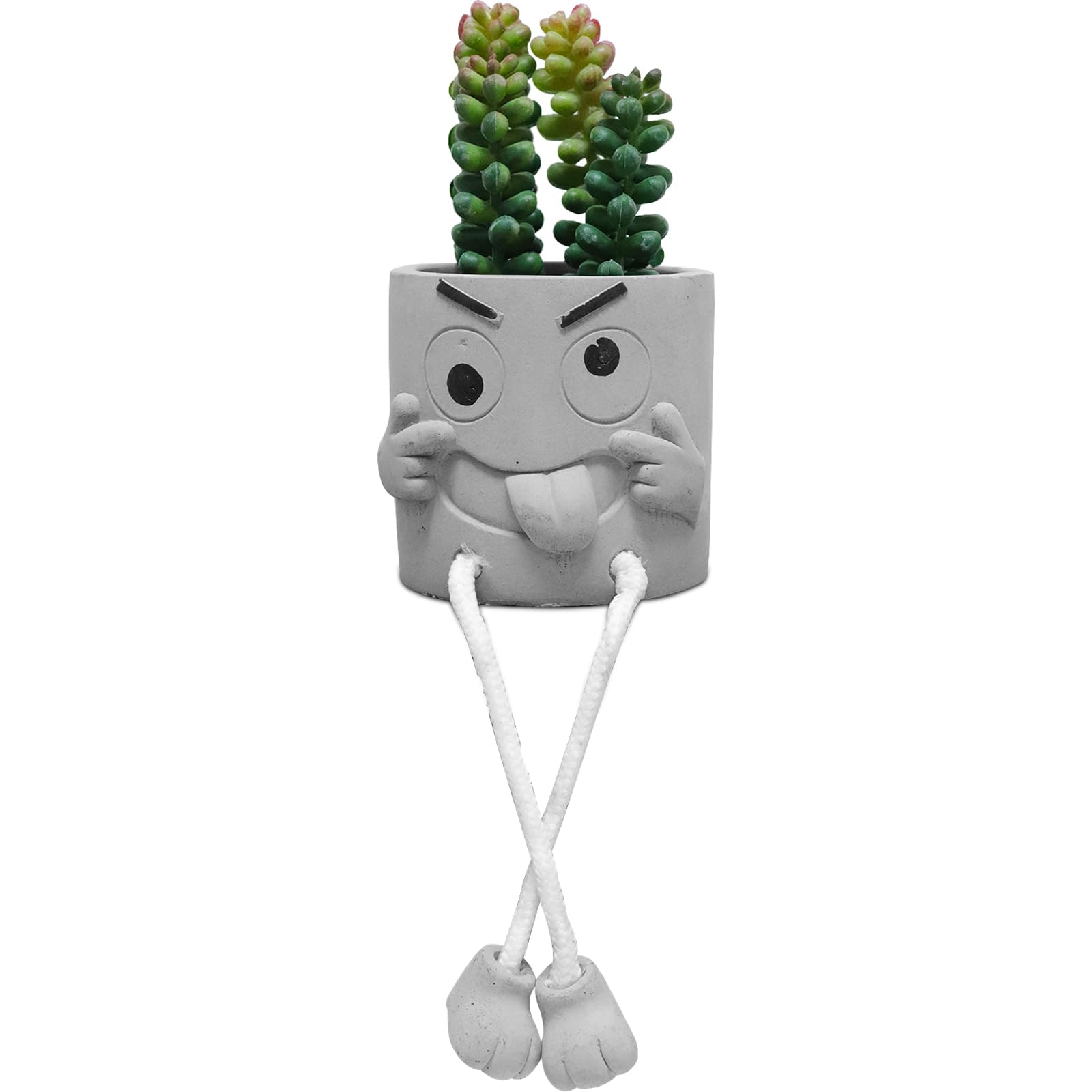 Zerzsy Artificialplant Succulents in Cement Pots with Hanging Leg, Kitchen Shelf Decor, Bathroom Shelf Decoraion, Home Sheves Decoration Accents, Office Wall Decor - Set of 1