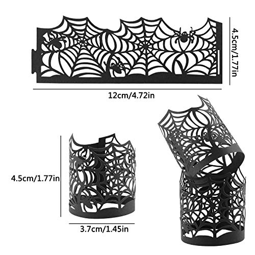 Messar Halloween Flameless Led Candle Shades - 50 Pcs, Messar Tea Light Candle Holders Candle Lampshades Hollow Out Spiderweb Paper Wrappers Table Decoration For Halloween Wedding Party  thumb #2
