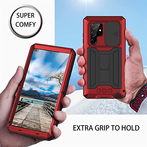 Boîtier Métal Samsung S22 Ultra Écran Protégé Anti-Casse Armure Rouge CZKE - 5
