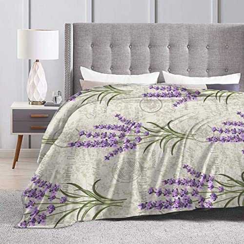 Perinsto Vintage Lavender Floral Flowers Throw Blanket Ultra Soft Warm All Season Decorative Fleece Blankets For Bed Chair Car Sofa Couch Bedroom 50"X40" #TOP3