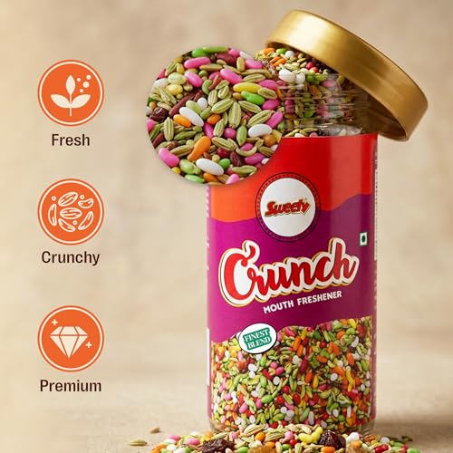 Image of Sweety Crunch Mouth Freshener (170g) | Premium Shahi Mukhwas with Dates, Silver Leaf & Rose Petals | Traditional Digestive After-Meal Refreshment