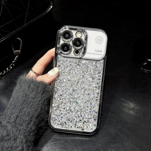 Coque paillettes iPhone 15 Pro Max argent ENILSA évitez les rayures d'objectif avec cet antichoc